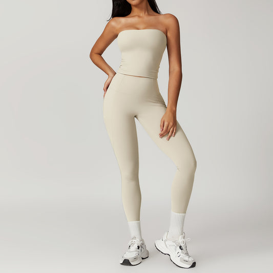 Brushed Back Tight Yoga High Waist Hip Lifting Sports Suit