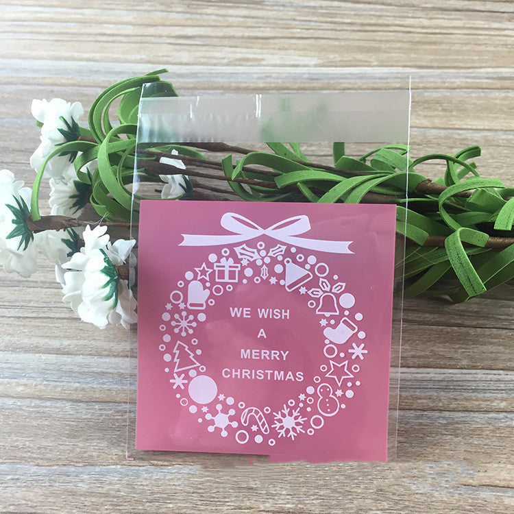 Four Color Christmas Wreath Biscuit Food Bag