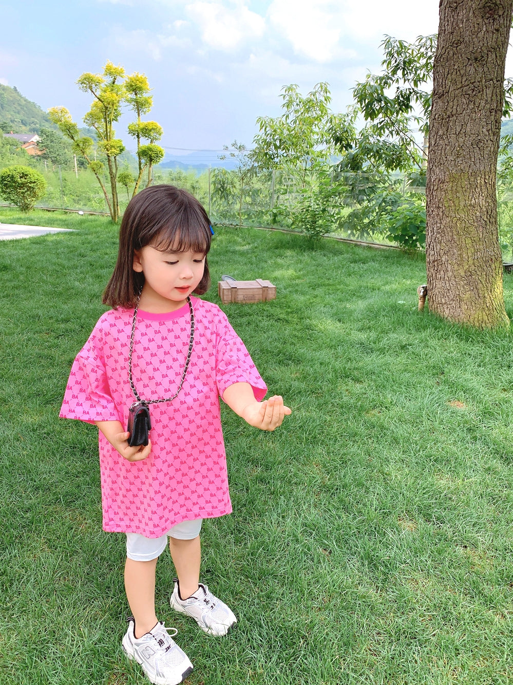 Girls Suit Summer Short Sleeve T-shirt Net Red Childrens Baby