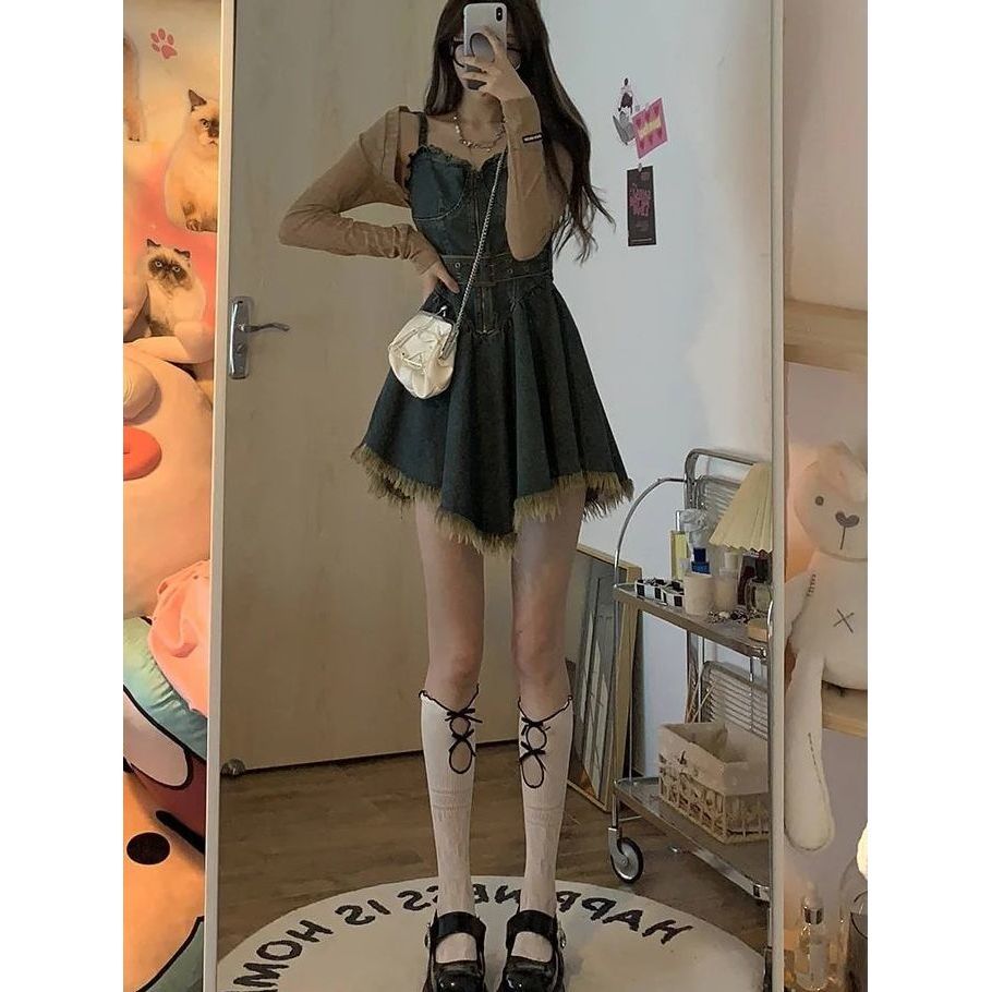 Women's Summer Hot Girls' Denim Suspender Dress