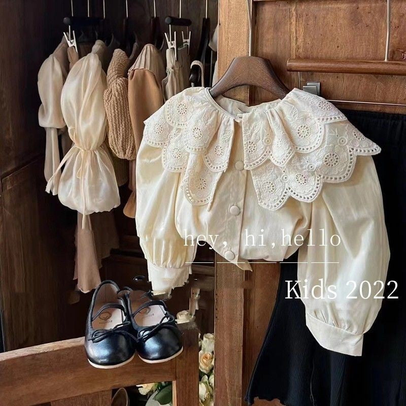 Girls' Vintage Lace Shirt Fashion Versatile Top