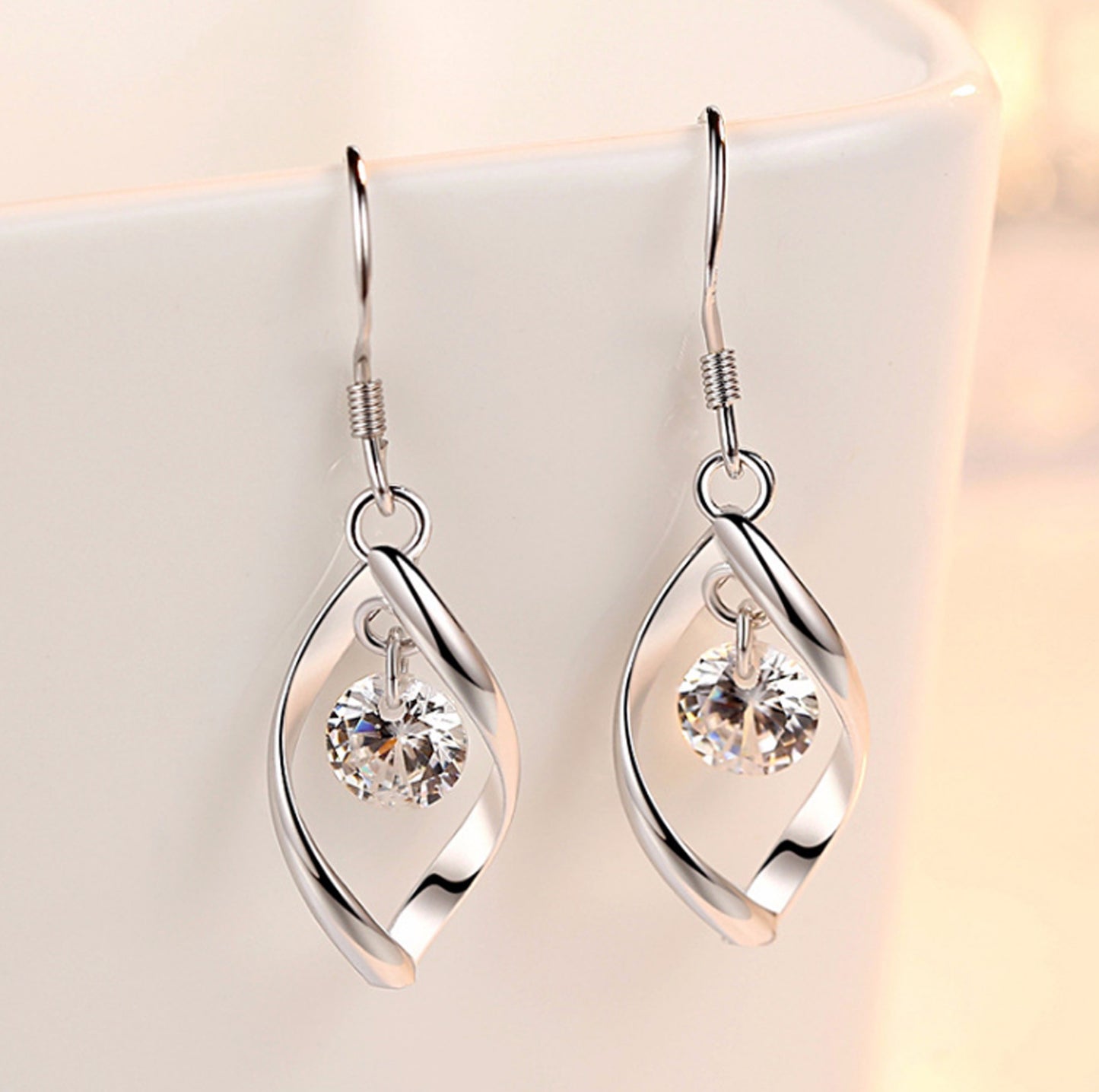 Zircon Reduction Silver Earrings