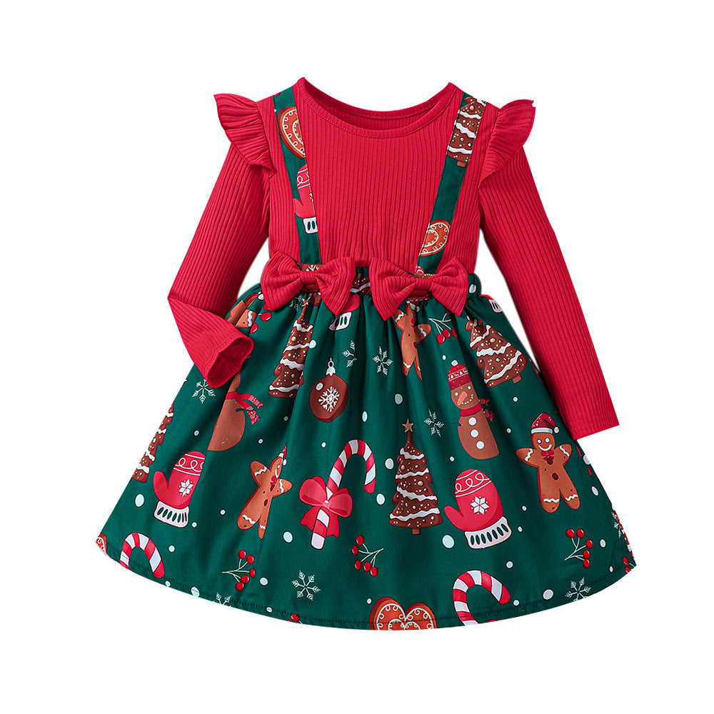Christmas False Two-piece Patchwork Dress