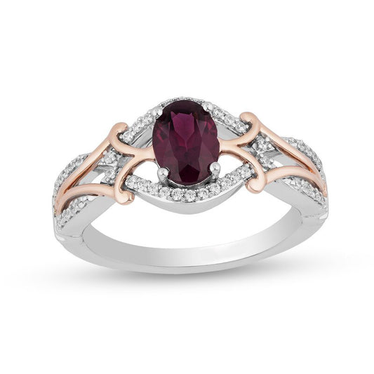 Micro Inlaid Zircon Egg-shaped Amethyst Two-tone Ring
