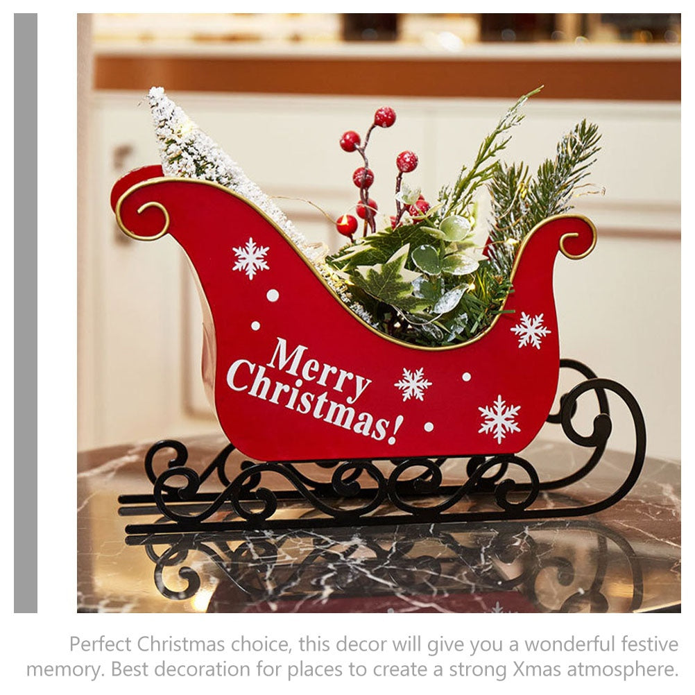 Christmas Sleigh Medium Santa Indoor Sled Mini De Ornaments Outdoor Decorations Tree Adornment Berry Cardboard