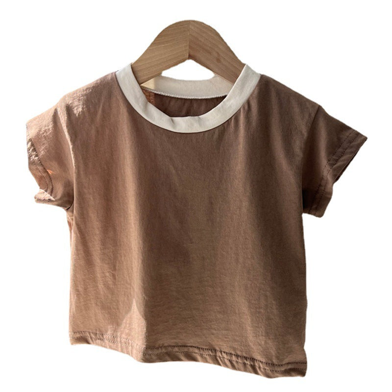 Boys' And Girls' T-shirts Match Cotton Short Sleeves
