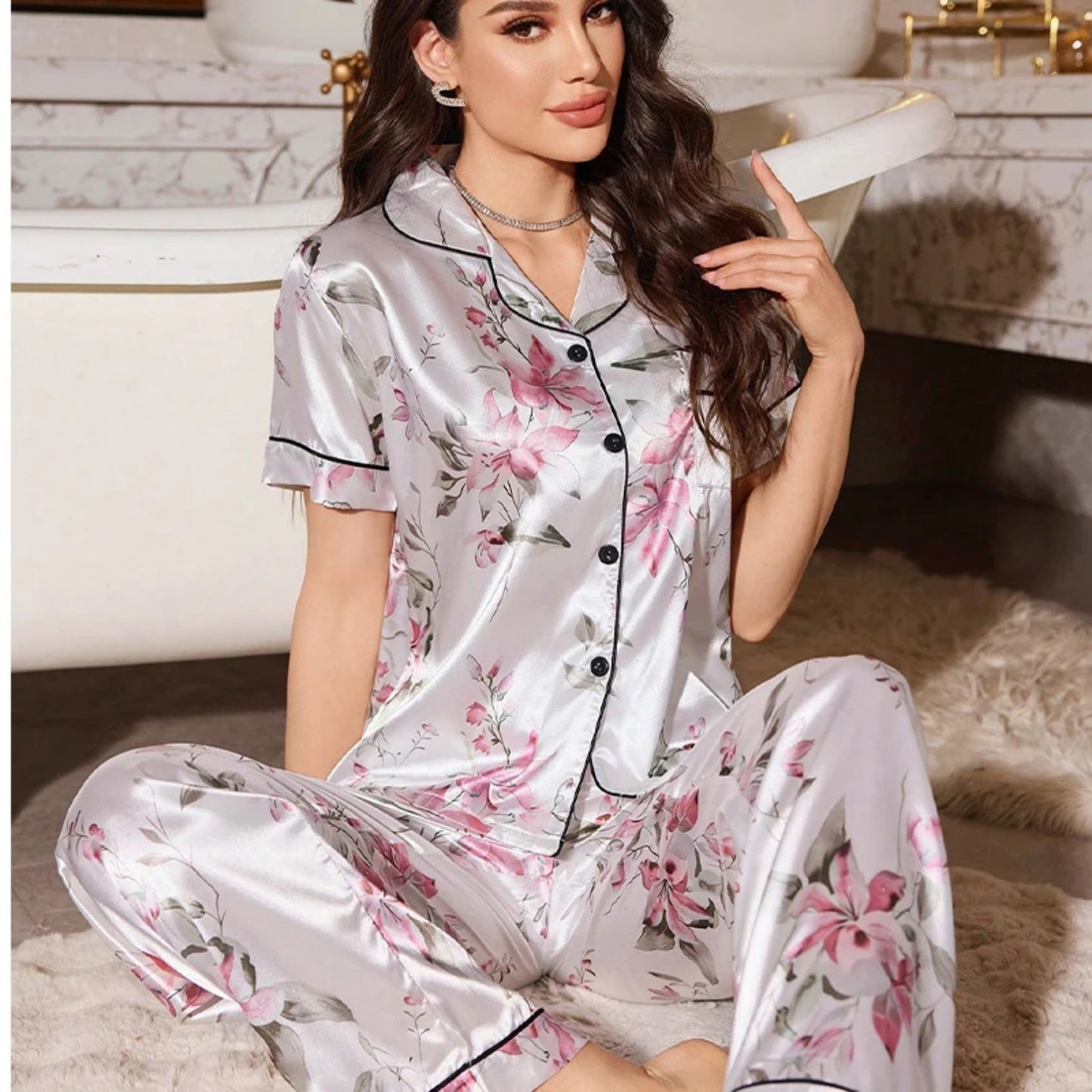 Women's Printed Pajamas Short-sleeved Trousers