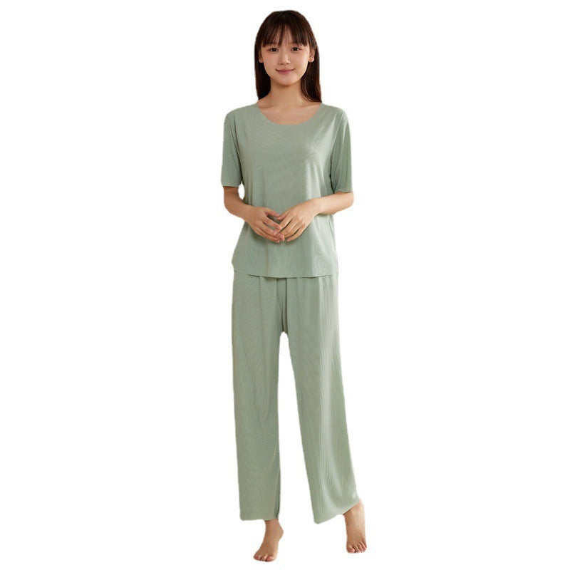Seamless Couple Pajamas Women's Summer Thread Ice Silk Cool