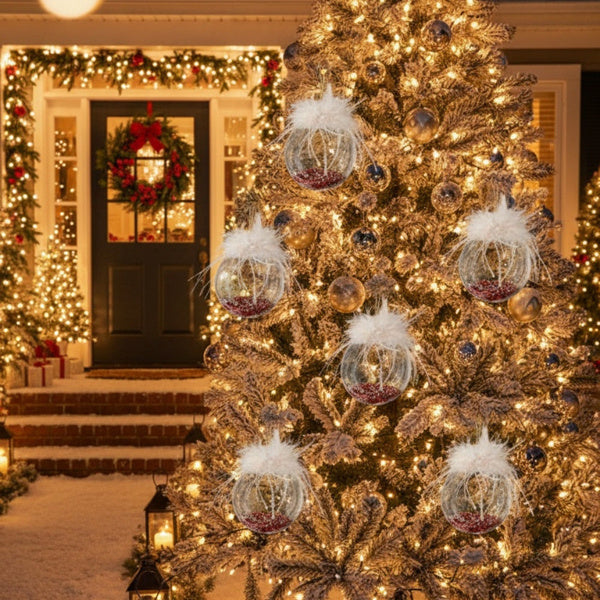 6PCS Set Glass Christmas Ornaments Decorative Hanging Balls For Tree & Holiday Party Decor Festive Home Decorations FBA Shipment