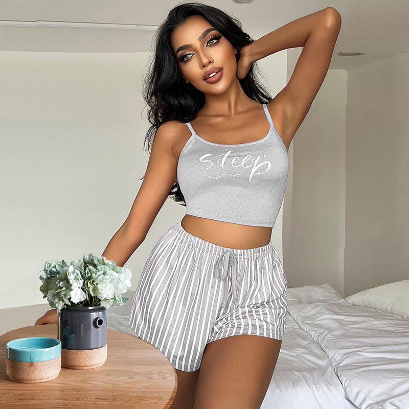 Letter Stripes Printed Ladies' Homewear