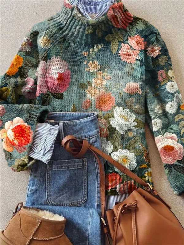New Christmas Abstract Printing Casual Cloak Coat Cardigan