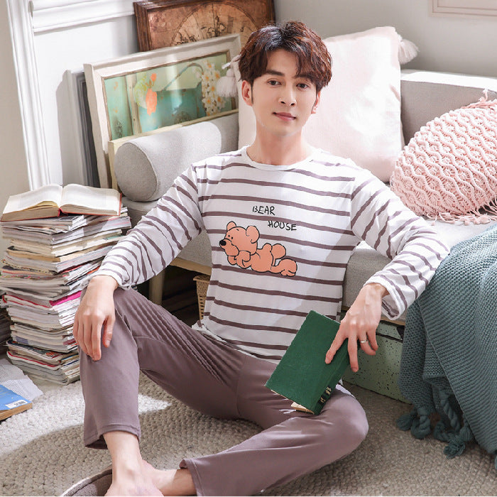 Loose Casual Long Sleeves Trousers Men's Pajamas Homewear