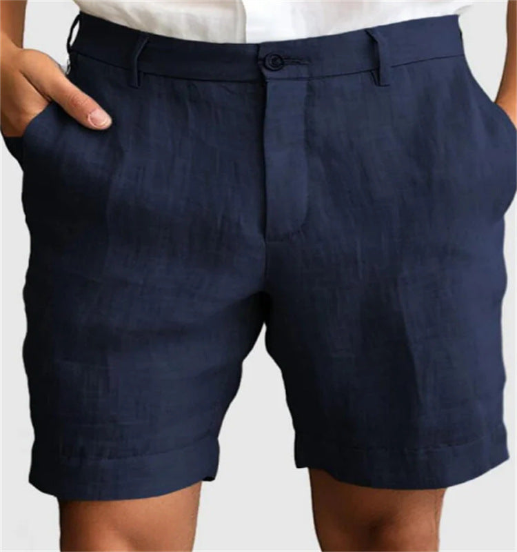 Men's Linen Summer Breathable Solid Color Outdoor Shorts