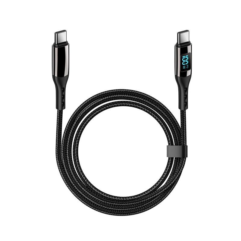 Double-headed TYPE-C Interface 5A Fast Charge PD Woven CtoC Digital Display Zinc Alloy Data Cable