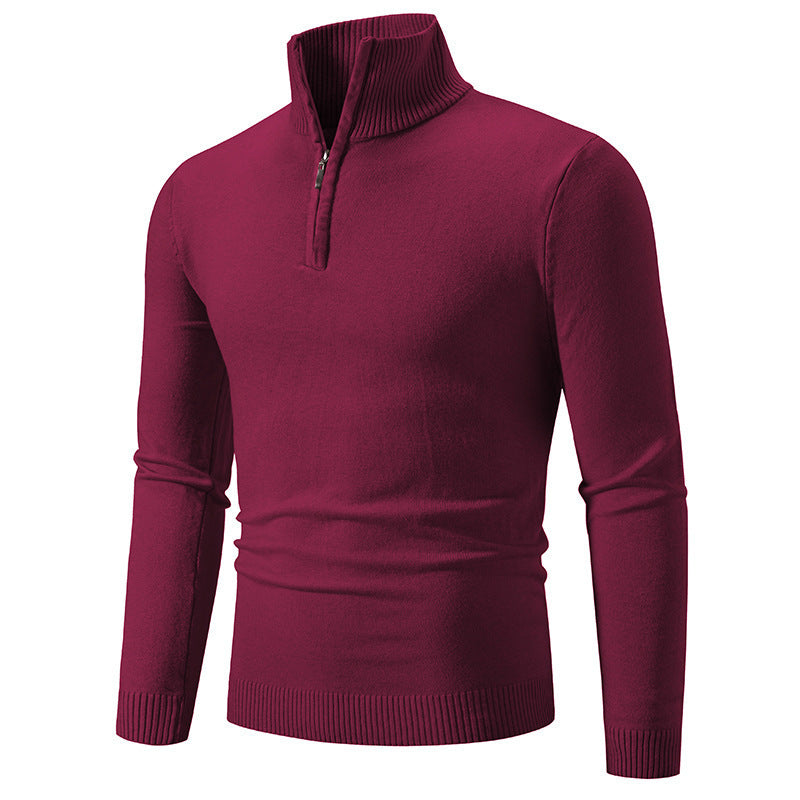 Zip-up Turtleneck Pullover Men's Long Sleeved Sweater