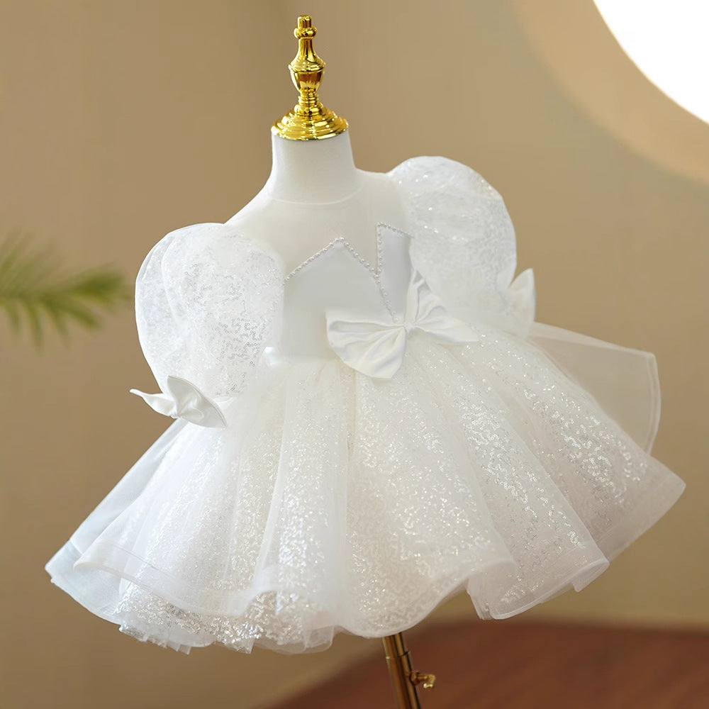 Girls' Polyester Fiber Evening Dress White