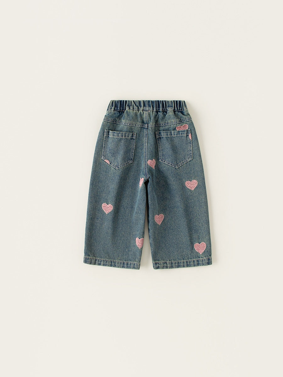 Girl's Love Jeans Wide-leg Straight Pants