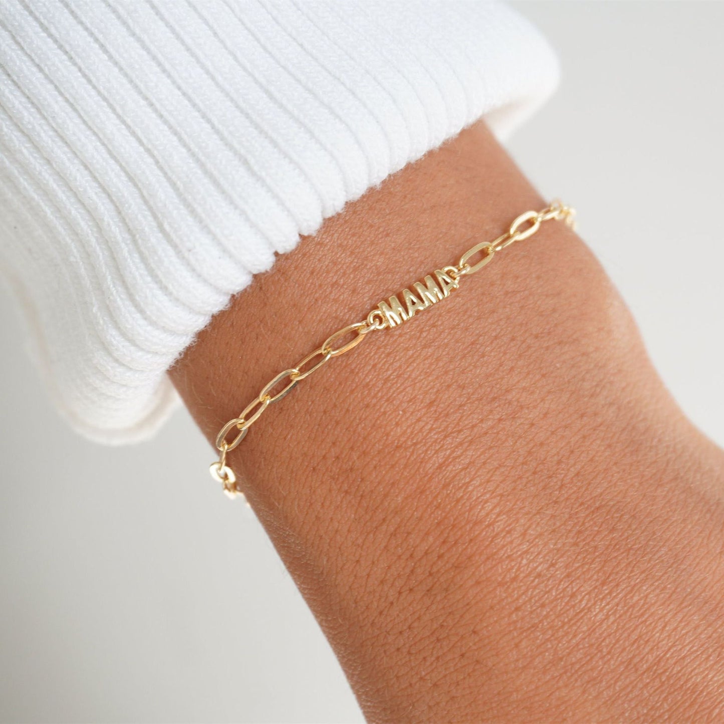MAMA Square Box Chain Pendant Bracelet