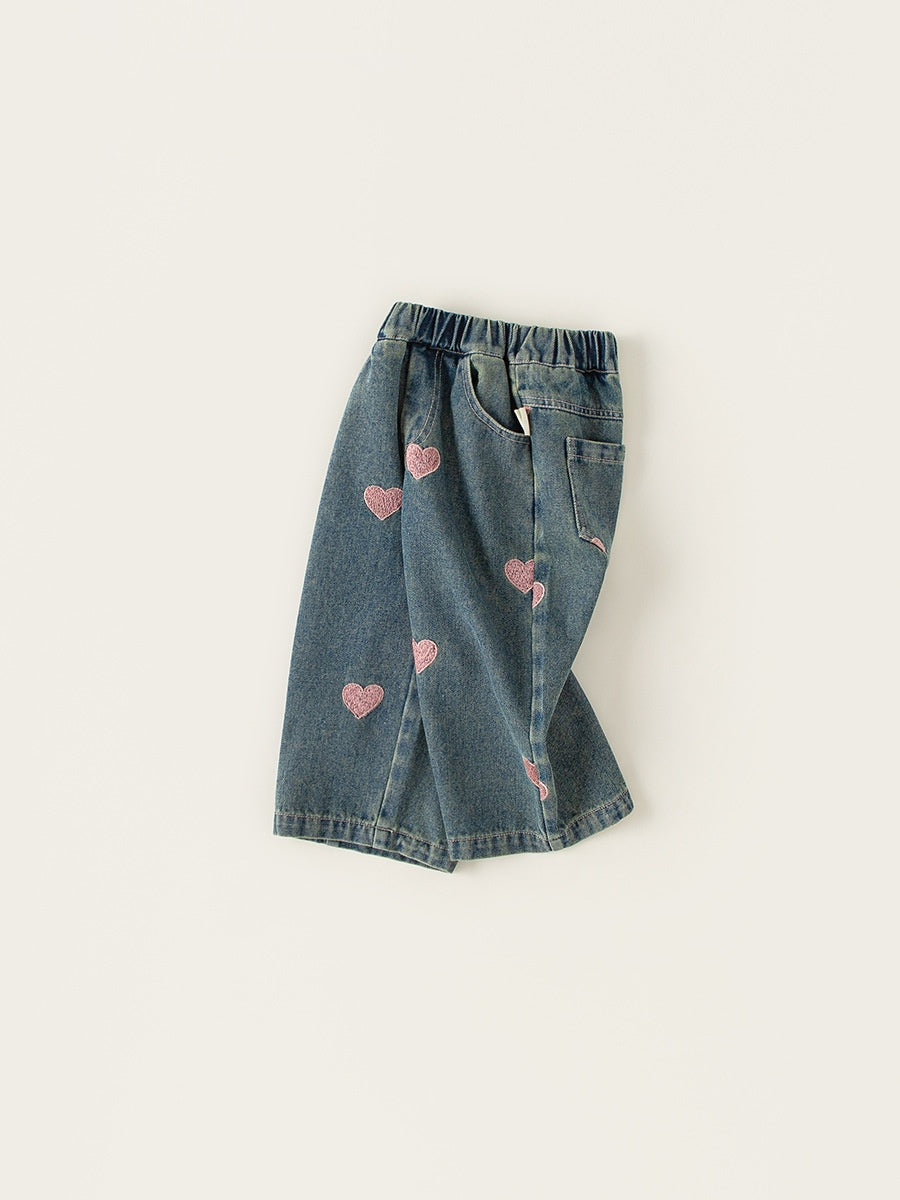 Girl's Love Jeans Wide-leg Straight Pants
