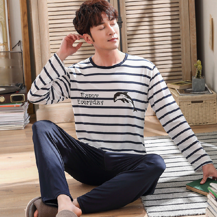 Loose Casual Long Sleeves Trousers Men's Pajamas Homewear
