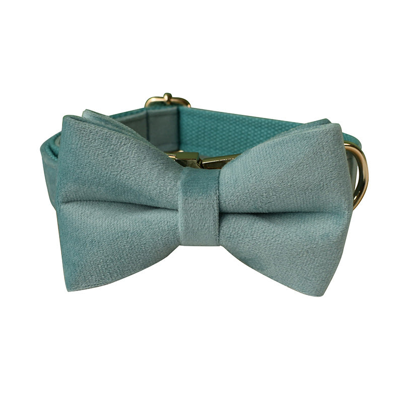 Lake Green Velvet Gold Buckle Dog Collar Double Microfiber
