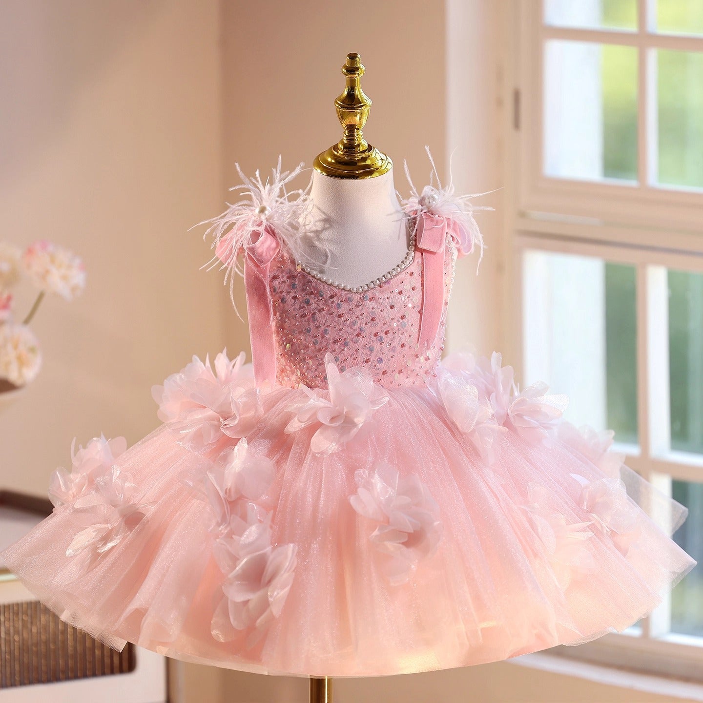 Children's Beautiful Dress Girls' Piano Playing Umbrella Princess Dress