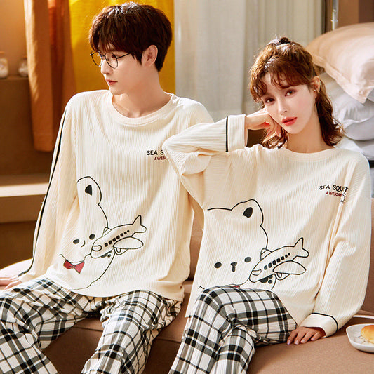Cartoon Cute Casual Thin Couple Pajamas
