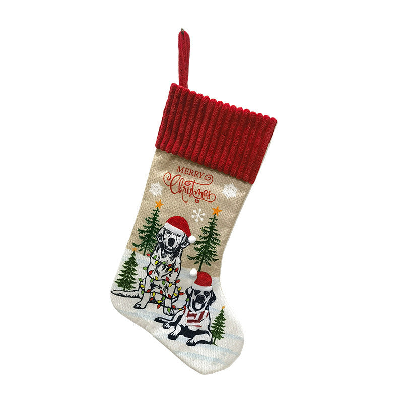 Pet Cat Dog Socks Gift Bag Fireplace Dress Up Christmas Tree Pendant