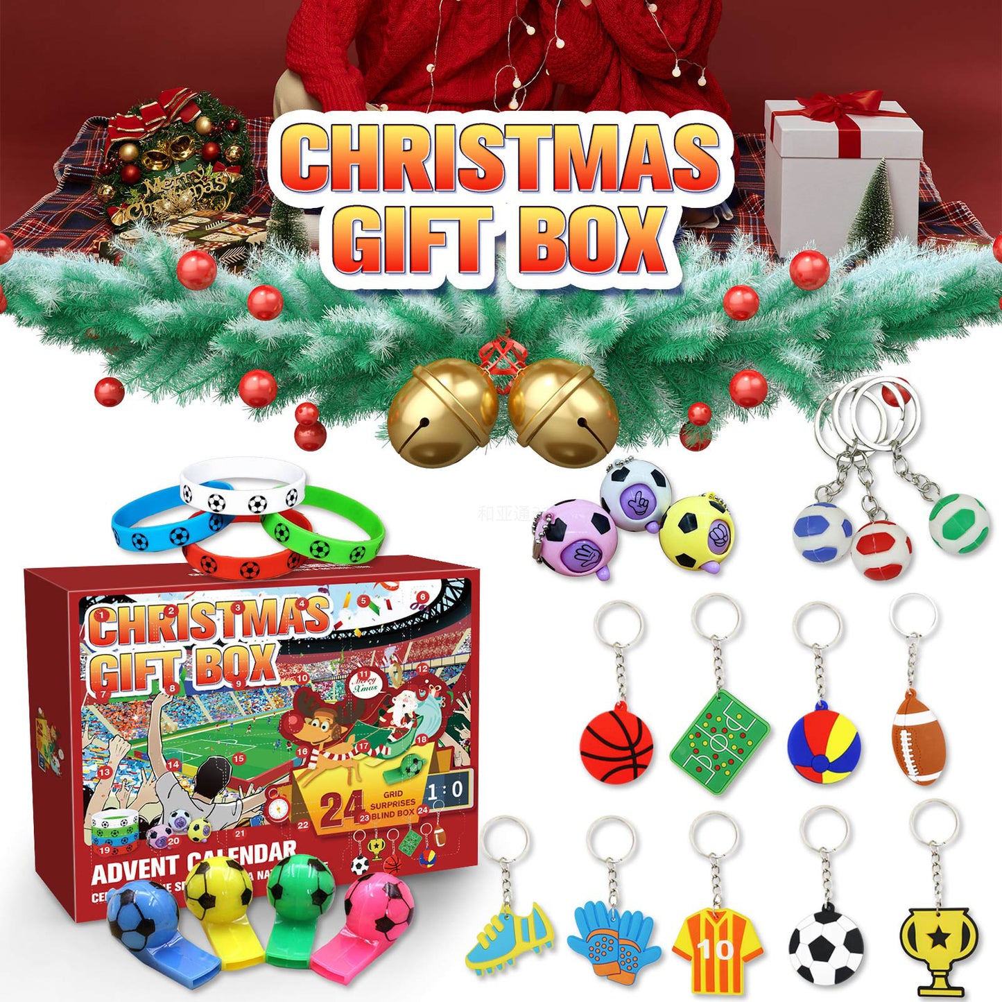 World Cup Football Toys Advent Calendar 24 Grid Countdown Blind Box Christmas Children's Football Toys