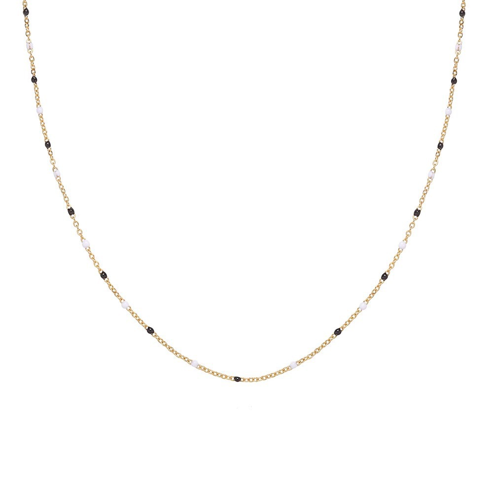 Dopamine-drip Glaze Colorful Gradient Bead Titanium Steel Necklace