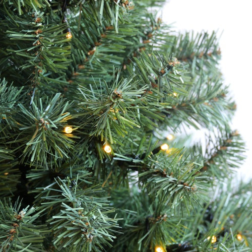 Pre-Installed Illuminated Christmas Tree 6 Foot Faux Hinged Christmas Tree With Foldable Stand