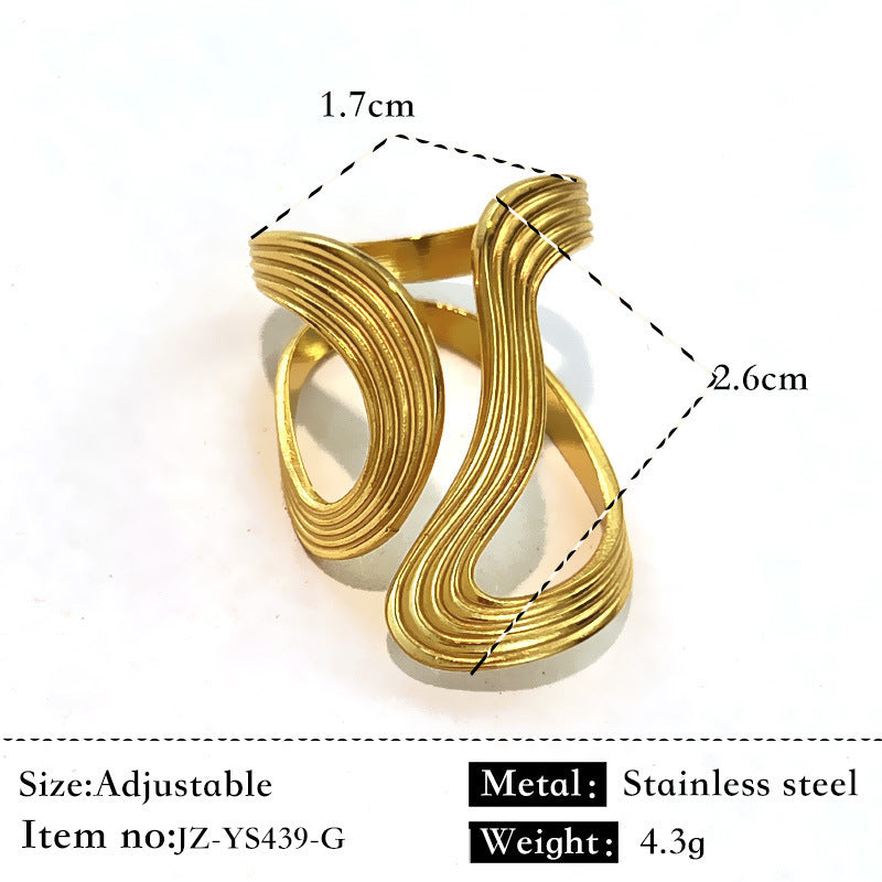 Glossy Stainless Steel Plated 18K Gold Simple Ring