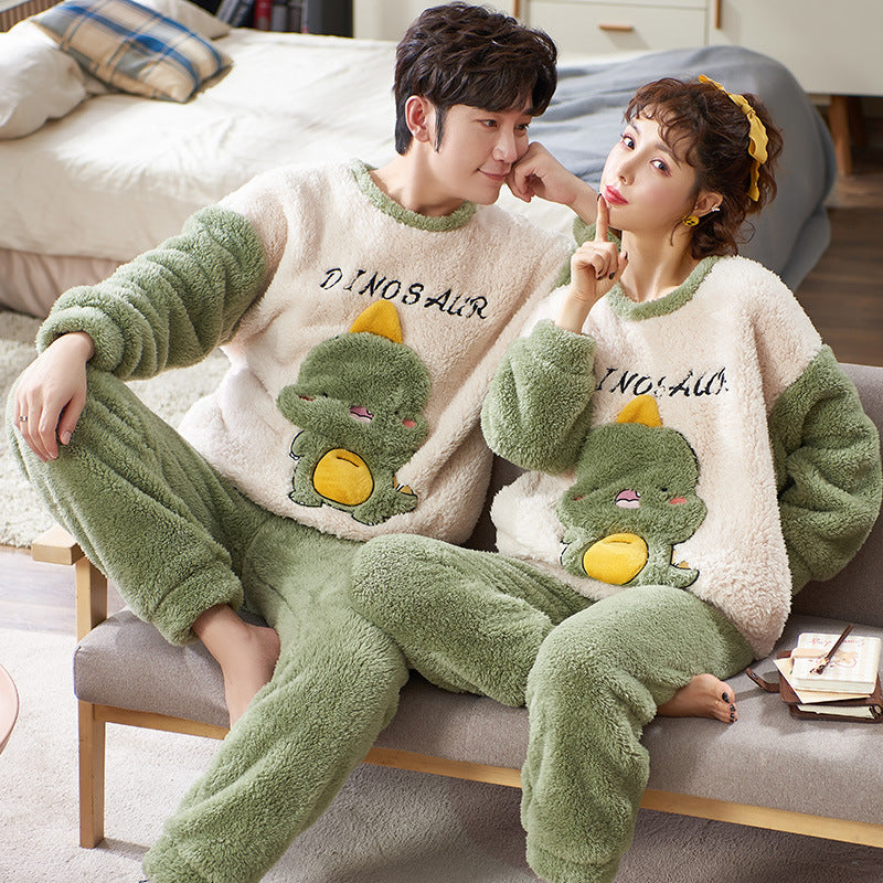 Winter Couple Thickened Flannel Pajamas Suit