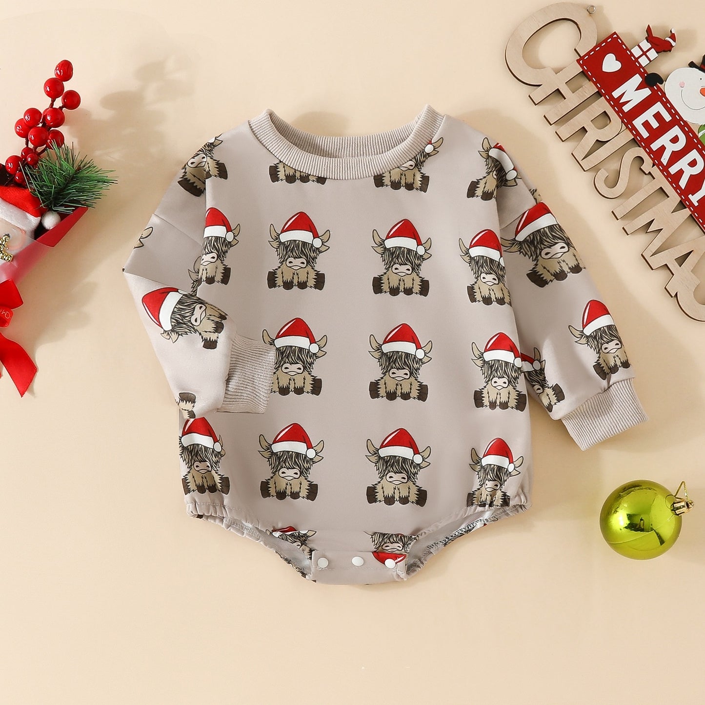 Baby Old Head Christmas Printed Romper