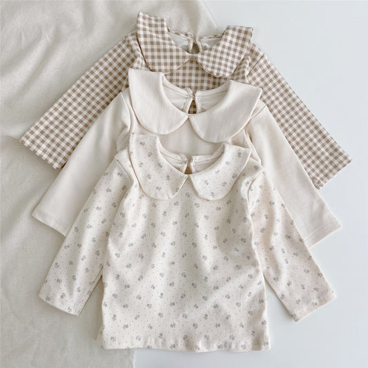 Lapel Plaid Small Floral Cute Baby Girl Top