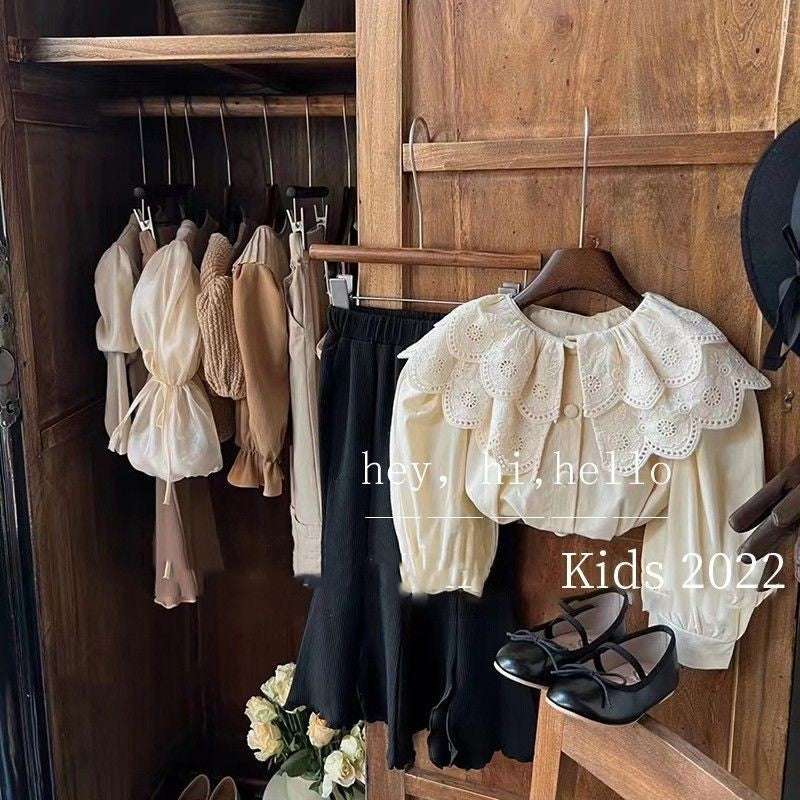 Girls' Vintage Lace Shirt Fashion Versatile Top