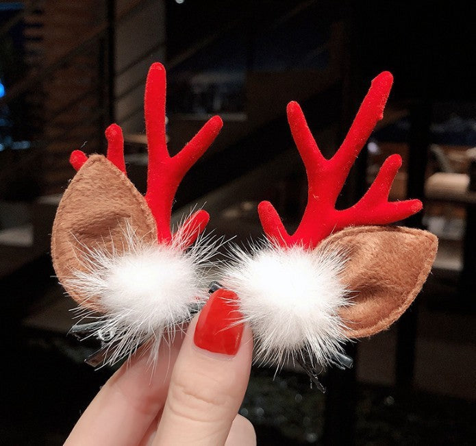 Mori Style Deer Hairpin A Pair Of Hairclips Children's Cute Christmas Headband