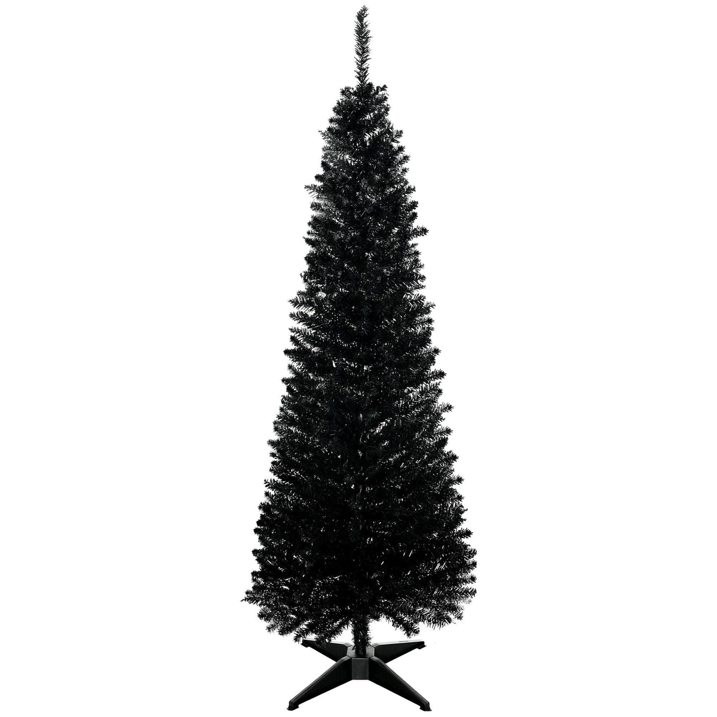 5FT Artificial Christmas Tree, Pencil Christmas Tree With Realistic Branches, Stable Stand, Black