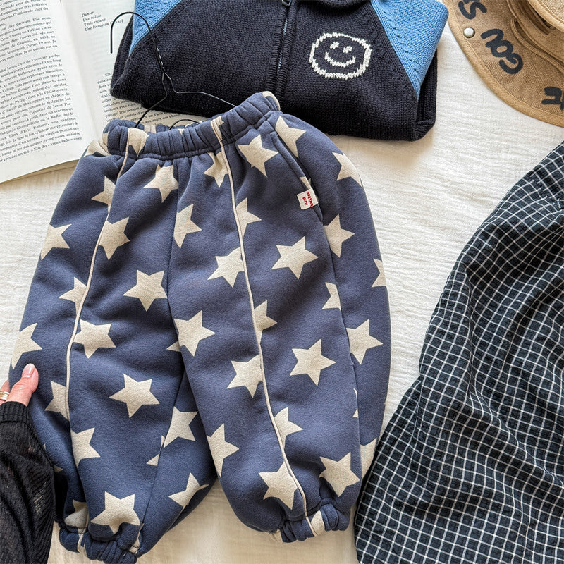 Kids' Korean-style Fleece-lined Pants For Girls, Autumn And Winter Wear