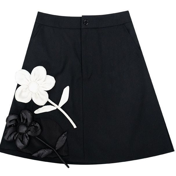 New Design Sense Stitching Flower A- Line Skirt Skirt