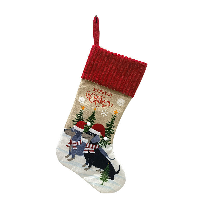 Pet Cat Dog Socks Gift Bag Fireplace Dress Up Christmas Tree Pendant