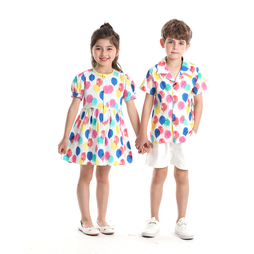 Boys' Shirt Printed Short-sleeved Breathable Children's Shirt Cute Baby Boys' Clothing