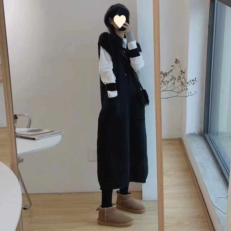 Petite Woman In A Vest Fur Coat And Skirt