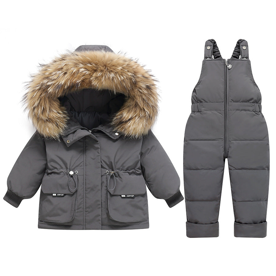Down Jacket Thickened Set Boys And Girls New Two-piece Suit