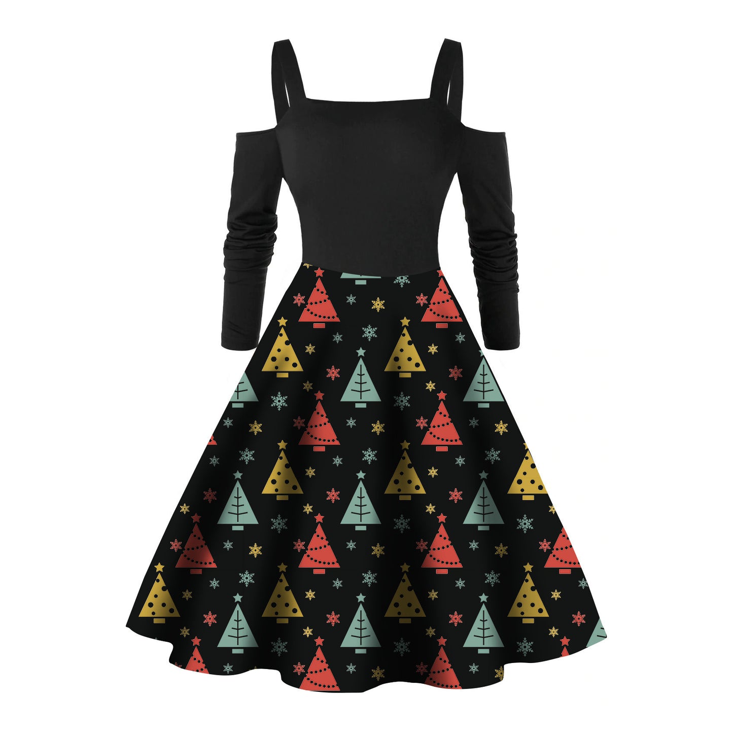 Women's Long-sleeved Snowman Printed Christmas Dress