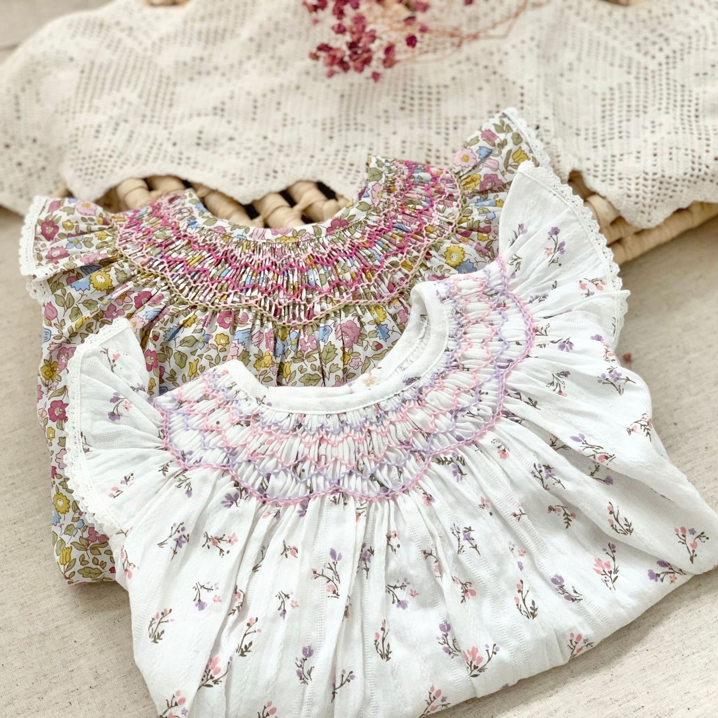 Girls' Printing Flounced Sleeve Girl's Dress