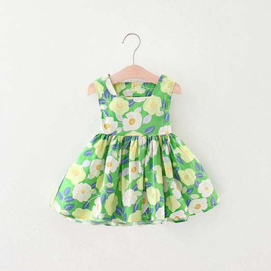 Girls' Fashion Summer Flower Sleeveless Dress