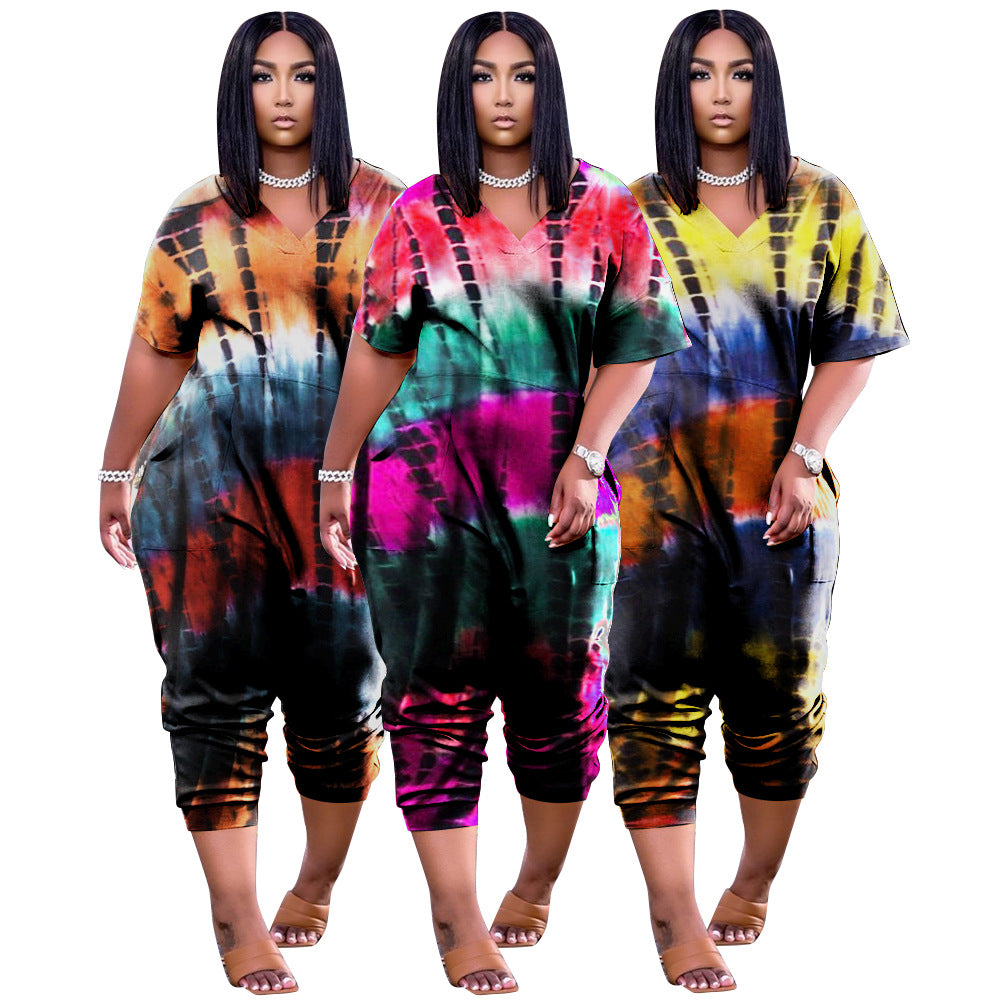 Targeted Print Loose Size Jumpsuit Women