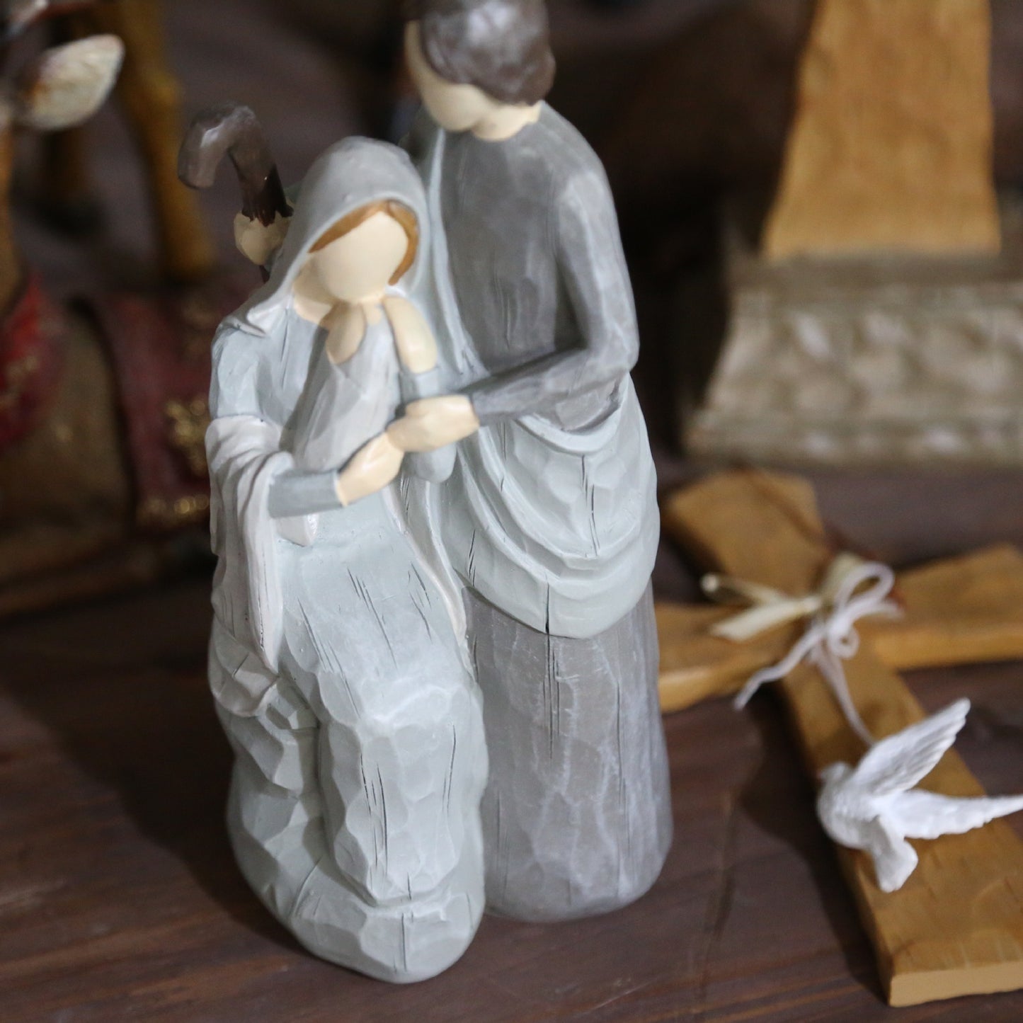 Christmas Relief Virgin Holding Saint Baby Decorations
