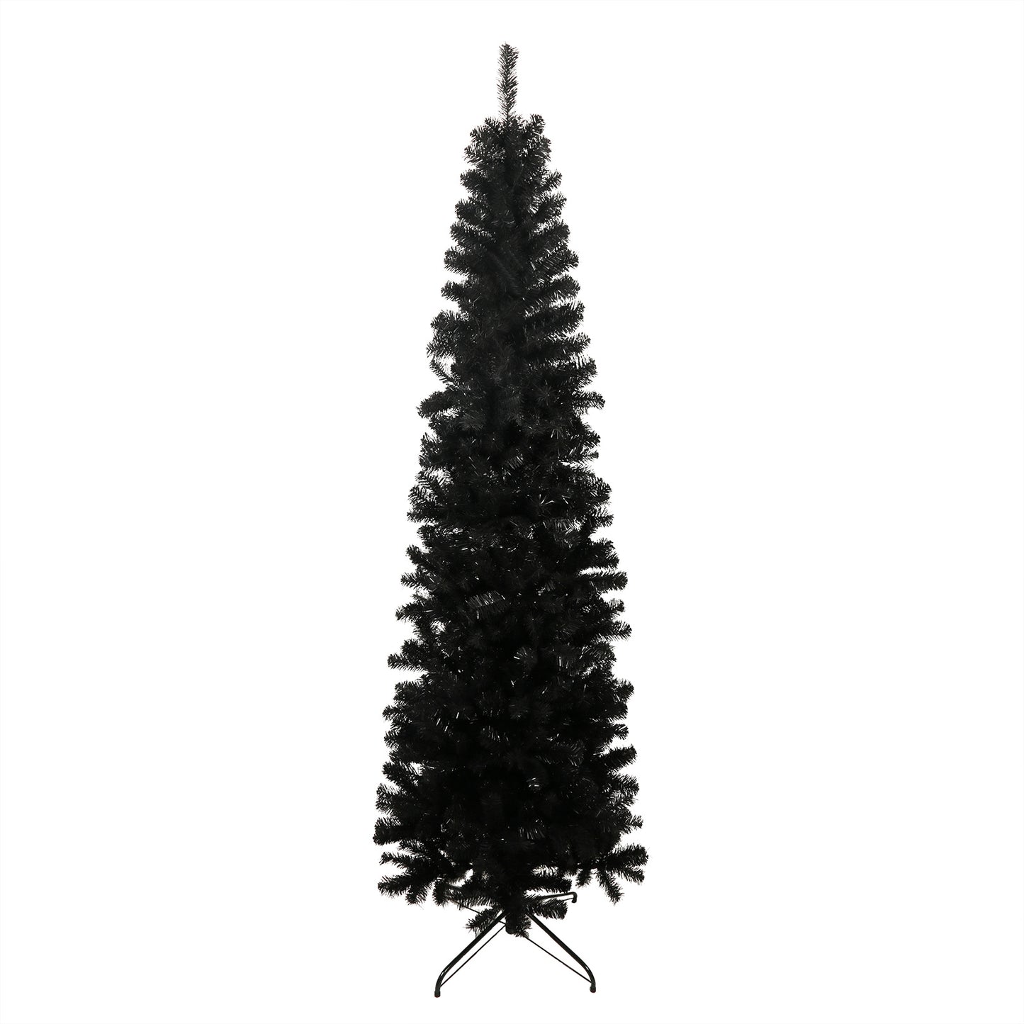 7.5 Ft. Black Slender Artificial Christmas Tree Including Collapsible Metal Stand